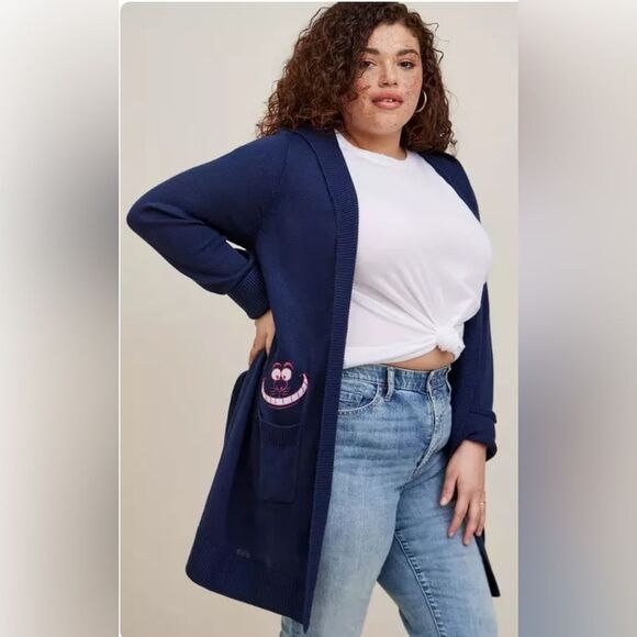 Torrid Disney Alice In Wonderland Cheshire Cat Hooded Cardigan Sweater Size 5X - Picture 3 of 11